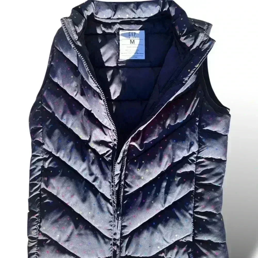 Gap Kids M (8-9yo) Cold Control Water Resistant blue puffer vest.